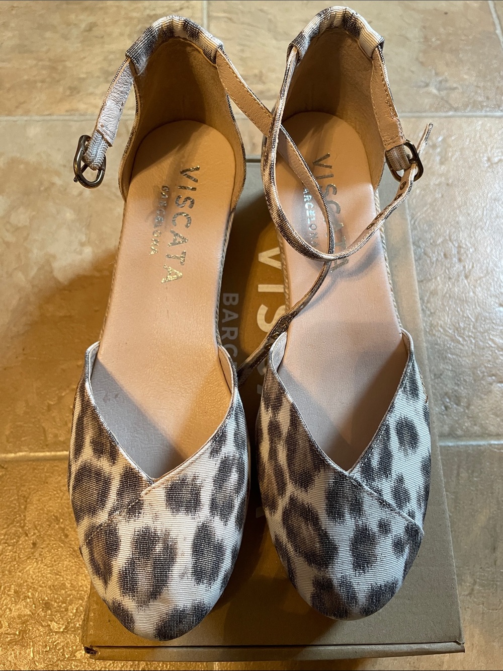 VISCATA Leopard Print Ankle-Strap Espadrilles - Neutral